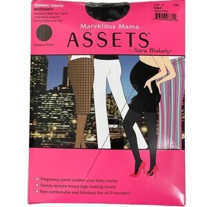 Assets by Sara Blakely Marvelous Mama Terrific Tights Black Opaque Stripe Size 2